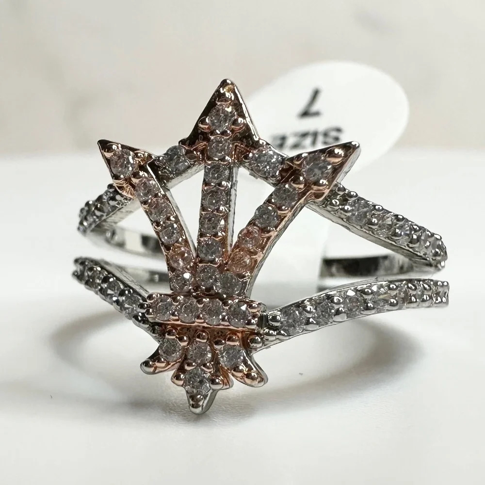 Bomb Party Atlantis Collection Royal Trident Rhodium Ring NWT Size 7